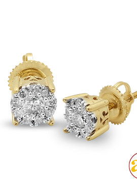 14KY 0.50CTW DIAMOND FLEUR EARRINGS