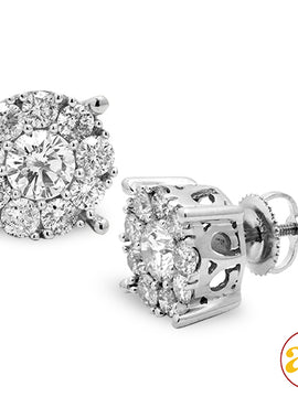 14KW 2.00CTW DIAMOND FLEUR STUD EARRINGS