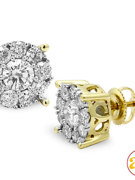 14KY 2.00CTW DIAMOND FLUER STUD EARRINGS