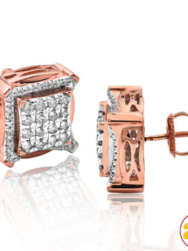 10KR 1.05CTW DIAMOND 3-D EARRINGS WITH SQUARE HEAD