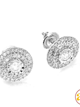 14KW 1.00CTW DIAMOND ROUND SHAPE ILLUSION EARRINGS