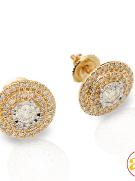 14KY 1.00CTW DIAMOND ROUND SHAPE ILLUSION EARRINGS