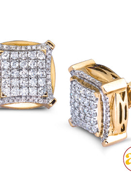 10KY 1.50CTW DIAMOND 3-D EARRINGS WITH SQUARE HEAD