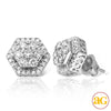 10KW 0.50CTW DIAMOND 3-D HEXAGON CLUSTER EARRINGS