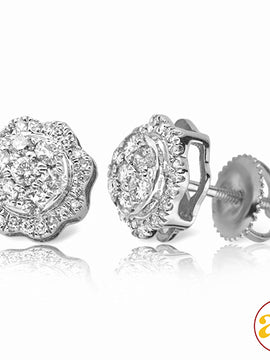 10KW 0.60CTW DIAMOND 3-D ROUND DOME CLUSTER EARRIN