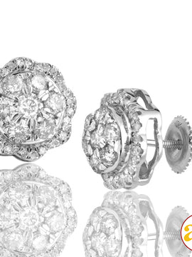 10KW 1.65CTW DIAMOND 3-D ROUND DOME CLUSTER EARRIN