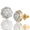 10KY 1.65CTW DIAMOND 3-D ROUND DOME CLUSTER EARRIN