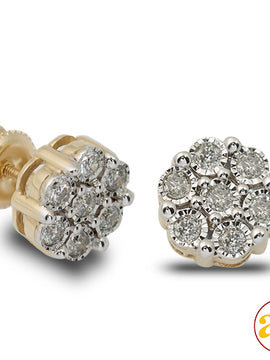 10KY 0.35CTW DIAMOND PRONG FLOWER EARRINGS - FANOO