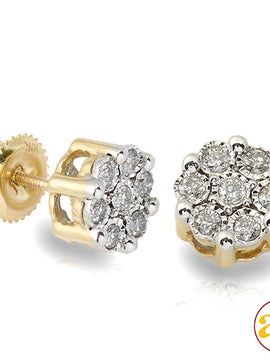 10KY 0.50CTW DIAMOND PRONG FLOWER EARRINGS - FANOO