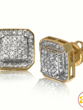 10KY 0.75CTW DIAMOND RAISED SQUARE EARRINGS - 8-SI