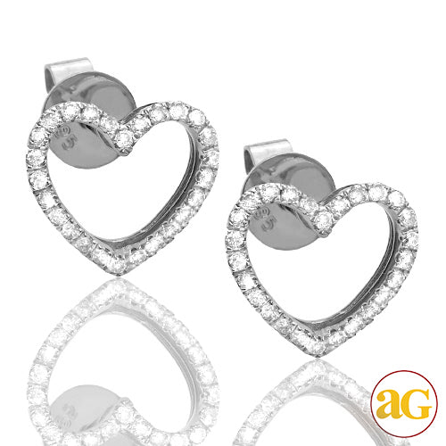 14KW 0.30CTW DIAMOND OPEN HEART EARRINGS