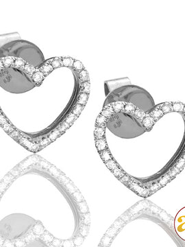 14KW 0.30CTW DIAMOND OPEN HEART EARRINGS