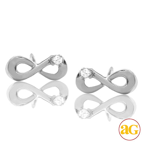 14KW 0.03CTW DIAMOND SINGLE STONE INFINITY EARRING