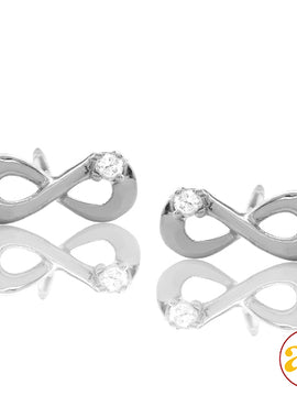 14KW 0.03CTW DIAMOND SINGLE STONE INFINITY EARRING