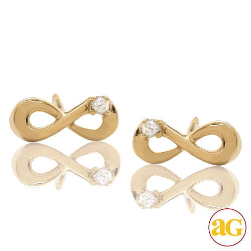 14KY 0.03CTW DIAMOND SINGLE STONE INFINITY EARRING