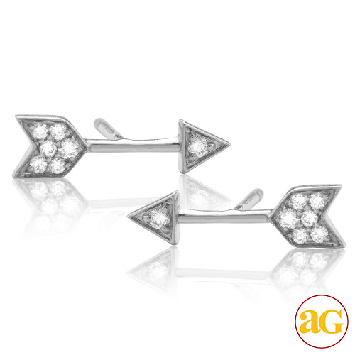 14KW 0.15CTW DIAMOND ARROW EARRING STUDS