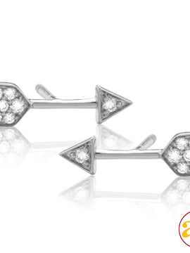 14KW 0.15CTW DIAMOND ARROW EARRING STUDS