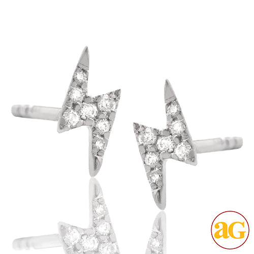 14KW 0.05CTW DIAMOND LIGHTNING BOLT EARRING STUDS