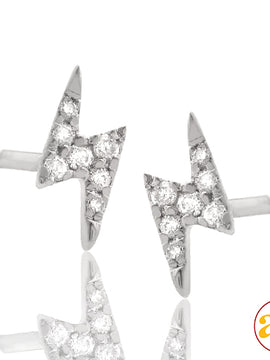 14KW 0.05CTW DIAMOND LIGHTNING BOLT EARRING STUDS