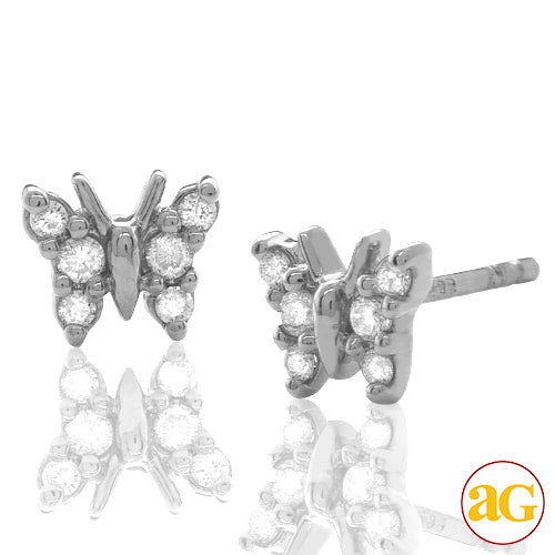 14KW 0.10CTW DIAMOND BUTTERFLY EARRING STUDS