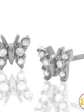 14KW 0.10CTW DIAMOND BUTTERFLY EARRING STUDS