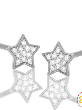 14KW 0.10CTW DIAMOND FLAT STAR EARRING STUDS