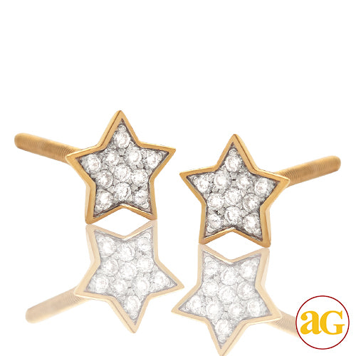 14KY 0.10CTW DIAMOND FLAT STAR EARRING STUDS