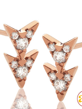 14KR 0.25CTW DIAMOND DOUBLE ARROW EARRING STUDS