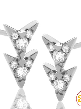 14KW 0.25CTW DIAMOND DOUBLE ARROW EARRING STUDS