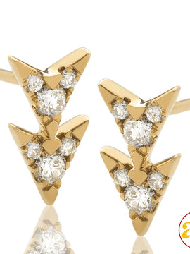 14KY 0.25CTW DIAMOND DOUBLE ARROW EARRING STUDS