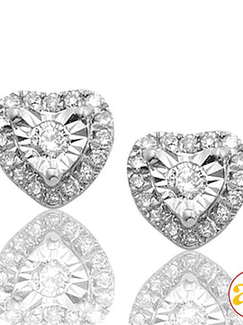 14KW 0.15CTW ILLUSION SET DIAMOND HEART EARRING