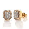 14KY+W 0.75CTW BAGUETTE DIAMOND HALO EARRINGS