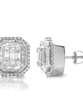 14KW 1.00CTW BAGUETTE DIAMOND EARRING STUDS