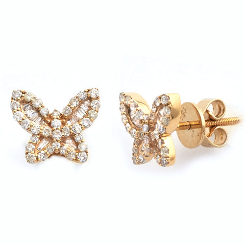 14KY 0.65CTW BAGUETTE DIAMOND BUTTERFLY EARRINGS