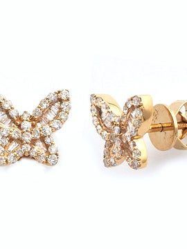 14KY 0.65CTW BAGUETTE DIAMOND BUTTERFLY EARRINGS