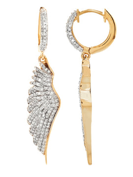 10KY 1.15CTW DIAMOND DANGLING ANGEL WING EARRINGS