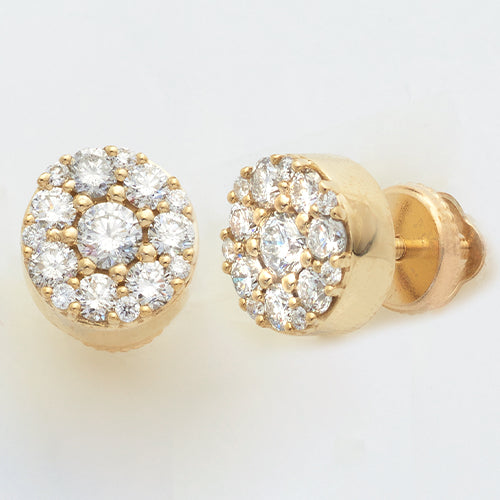 10KY 1.55CTW DIAMOND FLOWER EARRINGS