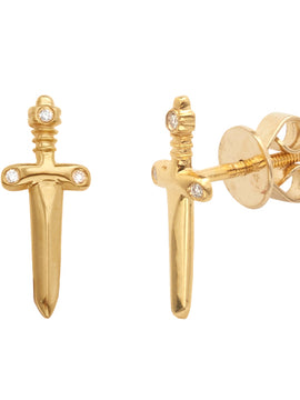 14KY 0.05CTW DIAMOND DAGGER EARRING STUDS