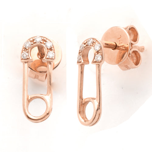 14KR 0.05CTW DIAMOND SAFETY PIN EARRINGS