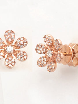 14KR 0.30CTW DIAMOND 6-PETAL FLOWER SHAPE EARRINGS