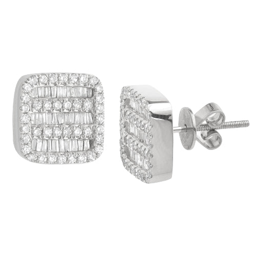 14KW 1.20CTW BAGUETTE DIAMOND SQUARE EARRINGS