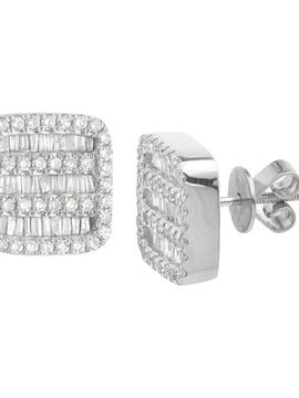 14KW 1.20CTW BAGUETTE DIAMOND SQUARE EARRINGS