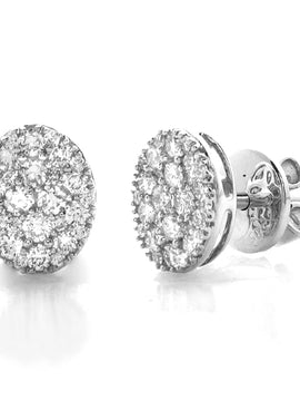 14KW 0.50CTW DIAMOND OVAL CLUSTER EARRING STUDS