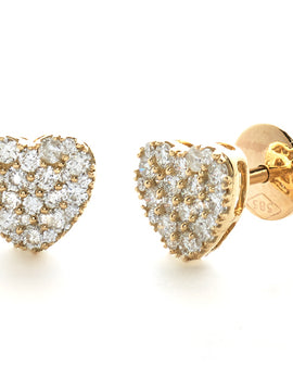 14KY 0.50CTW DIAMOND HEART CLUSTER EARRING STUDS