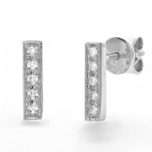 14KW 0.10CT BAR STUD EARRINGS