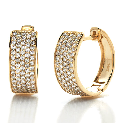 14KY 1.00CTW DIAMOND PAVE HOOP EARRING HUGGIES