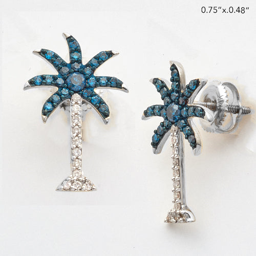 14KW 0.55CTW BD+WD PALM TREE EARRINGS