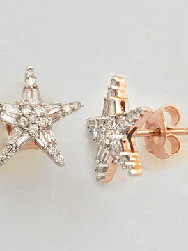 14KR 0.60CT BAGUETTE & ROUND DIAMOND STAR