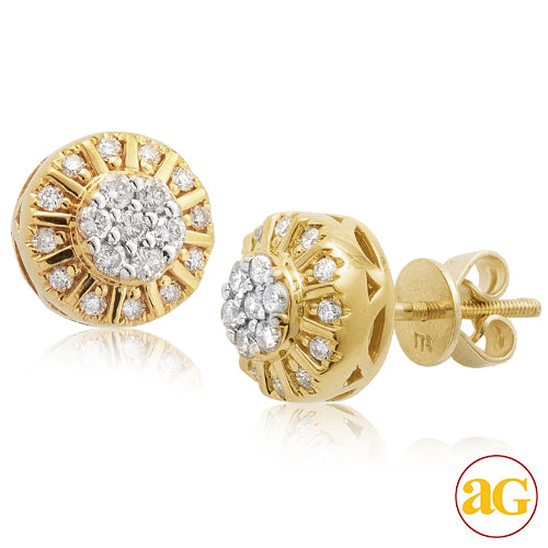 10KY 0.60CTW DIAMOND FLOWER EARRINGS WITH