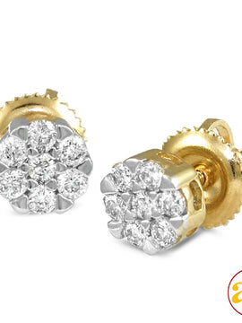 14KY 0.33CTW DIAMOND V-PRONG FLOWER EARRINGS